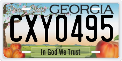 GA license plate CXY0495