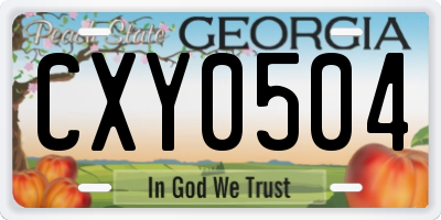 GA license plate CXY0504