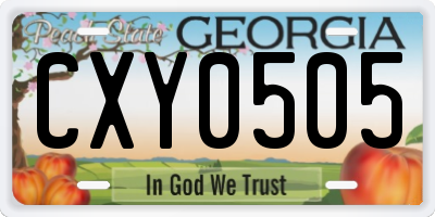 GA license plate CXY0505