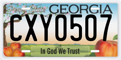 GA license plate CXY0507