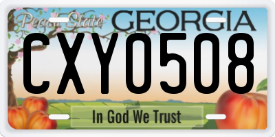 GA license plate CXY0508
