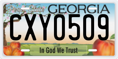 GA license plate CXY0509