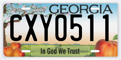 GA license plate CXY0511