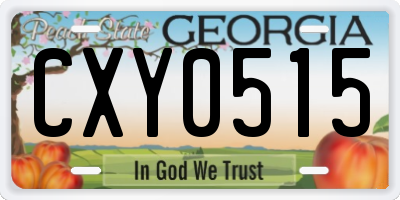GA license plate CXY0515