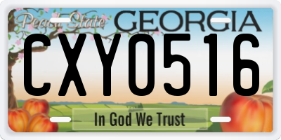 GA license plate CXY0516