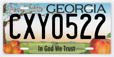 GA license plate CXY0522