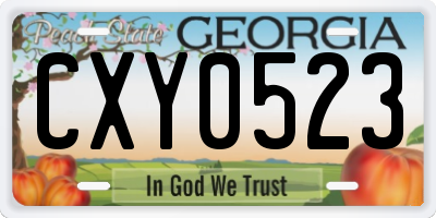 GA license plate CXY0523
