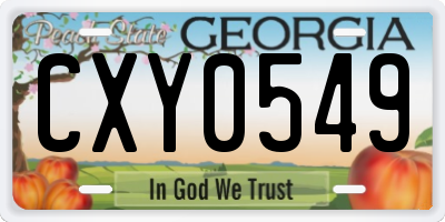 GA license plate CXY0549