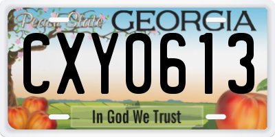 GA license plate CXY0613