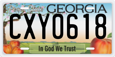 GA license plate CXY0618