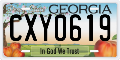 GA license plate CXY0619