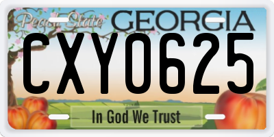 GA license plate CXY0625