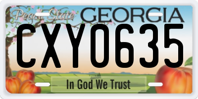 GA license plate CXY0635