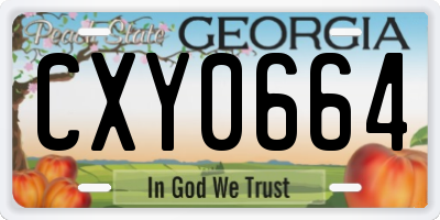 GA license plate CXY0664