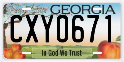 GA license plate CXY0671