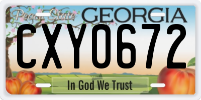 GA license plate CXY0672