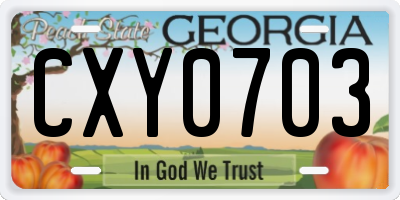 GA license plate CXY0703