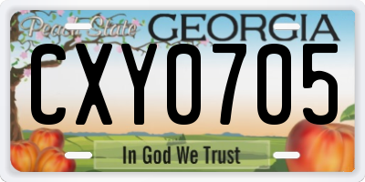 GA license plate CXY0705