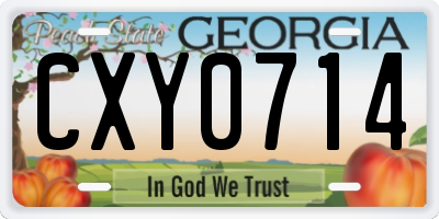GA license plate CXY0714