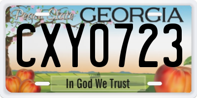 GA license plate CXY0723