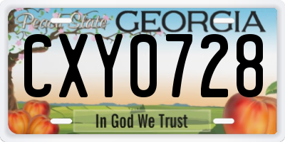 GA license plate CXY0728