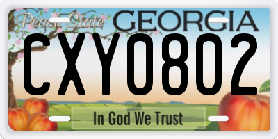 GA license plate CXY0802