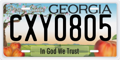 GA license plate CXY0805