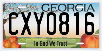 GA license plate CXY0816