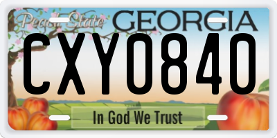 GA license plate CXY0840