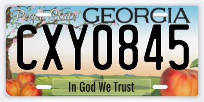 GA license plate CXY0845