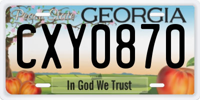GA license plate CXY0870