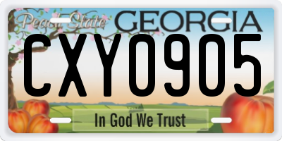 GA license plate CXY0905