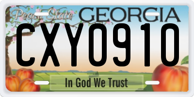 GA license plate CXY0910