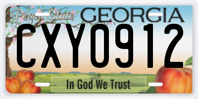 GA license plate CXY0912