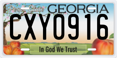 GA license plate CXY0916
