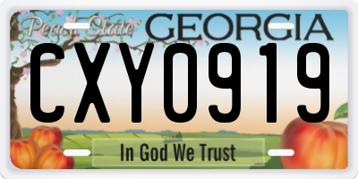 GA license plate CXY0919