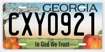 GA license plate CXY0921
