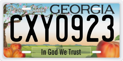 GA license plate CXY0923