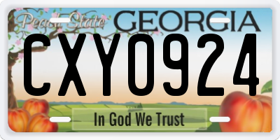GA license plate CXY0924
