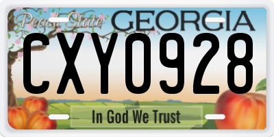 GA license plate CXY0928
