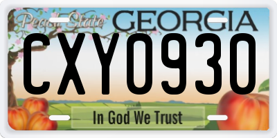GA license plate CXY0930