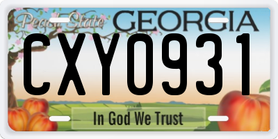 GA license plate CXY0931