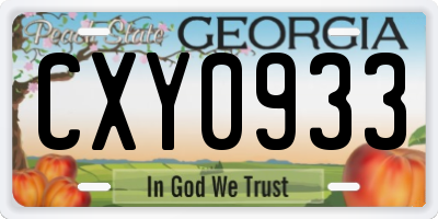 GA license plate CXY0933