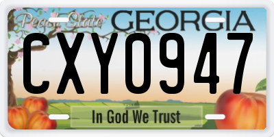 GA license plate CXY0947