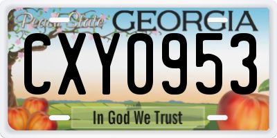 GA license plate CXY0953