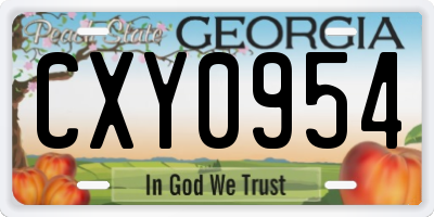 GA license plate CXY0954