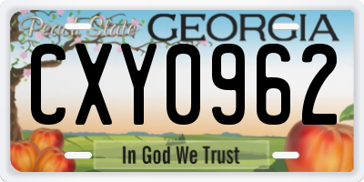 GA license plate CXY0962