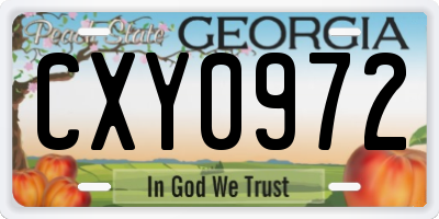 GA license plate CXY0972