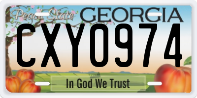 GA license plate CXY0974