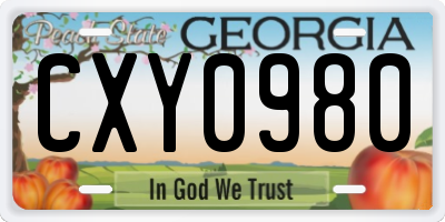 GA license plate CXY0980